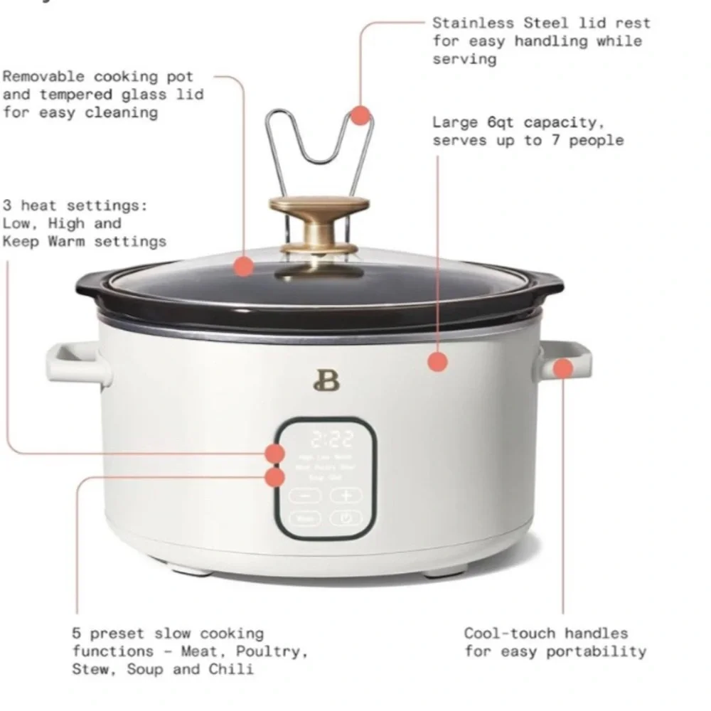 NWT Beautiful 6 Qt Programmable Slow Cooker | Color- White icing.